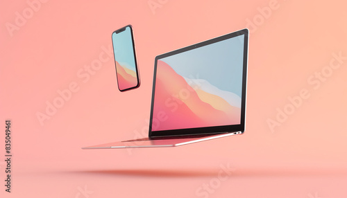 MacBook Pro 2023 M2 chip laptop computer for Mockup. Apple laptop computer with notch in latest design. 3D rendered illustration.