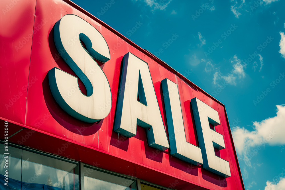 Building with sale sign against blue sky Building with sale sign against blue sky