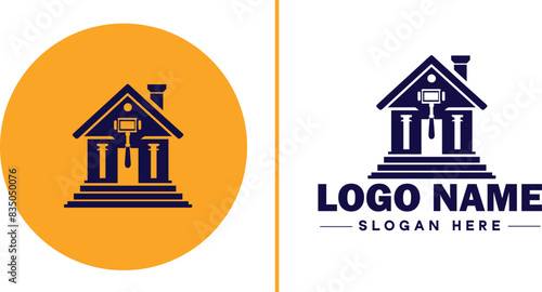 Auction house icon Auction gallery Auction center Auction mart flat logo sign symbol editable vector