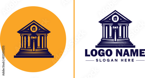 Auction house icon Auction gallery Auction center Auction mart flat logo sign symbol editable vector