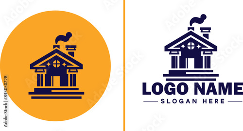 Auction house icon Auction gallery Auction center Auction mart flat logo sign symbol editable vector