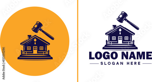 Auction house icon Auction gallery Auction center Auction mart flat logo sign symbol editable vector