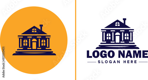 Auction house icon Auction gallery Auction center Auction mart flat logo sign symbol editable vector