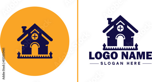 Auction house icon Auction gallery Auction center Auction mart flat logo sign symbol editable vector