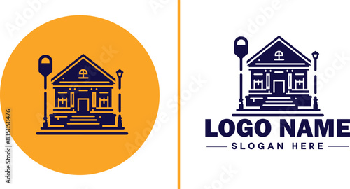 Auction house icon Auction gallery Auction center Auction mart flat logo sign symbol editable vector