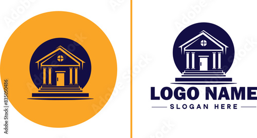 Auction house icon Auction gallery Auction center Auction mart flat logo sign symbol editable vector