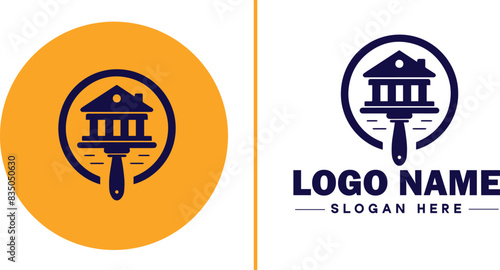 Auction house icon Auction gallery Auction center Auction mart flat logo sign symbol editable vector