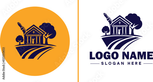 Auction house icon Auction gallery Auction center Auction mart flat logo sign symbol editable vector