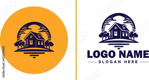 Auction house icon Auction gallery Auction center Auction mart flat logo sign symbol editable vector