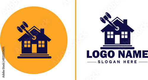 Auction house icon Auction gallery Auction center Auction mart flat logo sign symbol editable vector