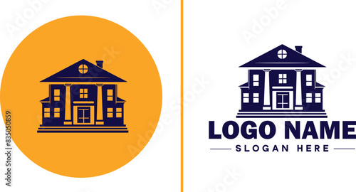 Auction house icon Auction gallery Auction center Auction mart flat logo sign symbol editable vector