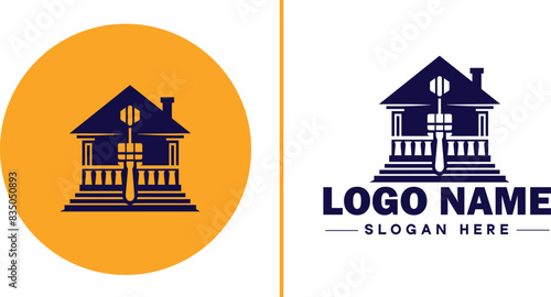 Auction house icon Auction gallery Auction center Auction mart flat logo sign symbol editable vector