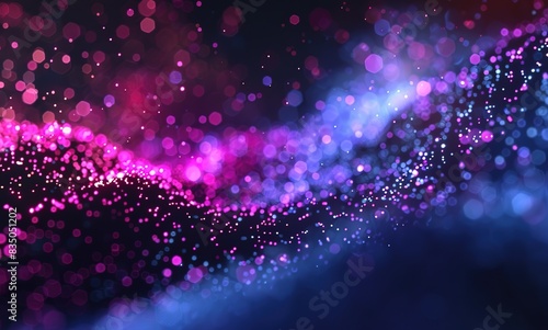 Vivid image of fiber optic lamps with pink and blue bokeh effect