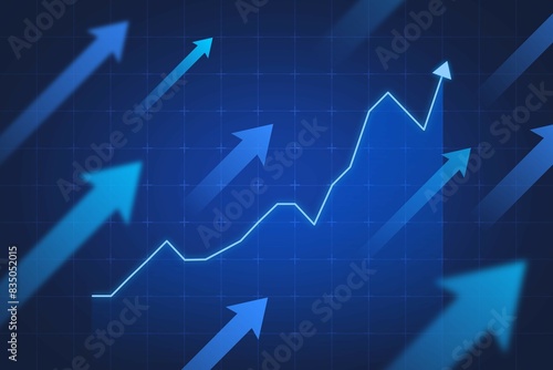 Wallpaper Mural Market chart of business increase stock graph with the upward arrows on blue color background. Success diagram background Torontodigital.ca