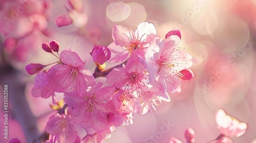 Spring sees the blooming of lovely pink cherry blossom flowers
