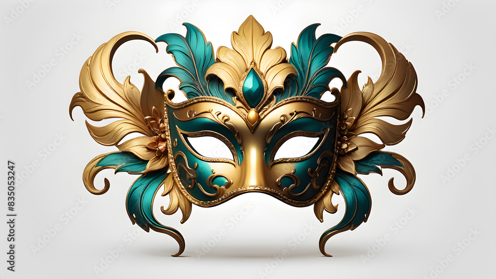 Venetian Mask themed Festival logo icon on white background, Generative AI Venetian Mask themed Festival logo icon on white background, Generative AI