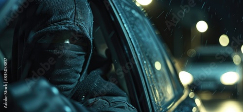 Masked men in car at night