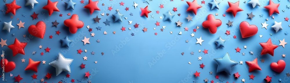 An icon of handmade cards with patriotic themes, such as stars, stripes, and heartfelt messages for Independence Day An icon of handmade cards with patriotic themes, such as stars, stripes, and heartfelt messages for Independence Day