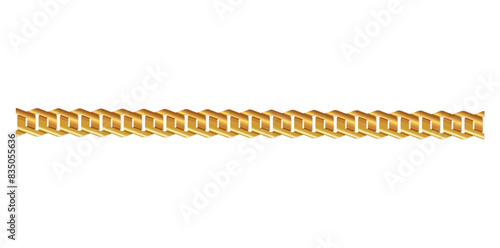 Drawing Style Of Stunning Gold Chain Isolated On White Background, Realistic Horizontal Jewelry Vector Illustration.	
