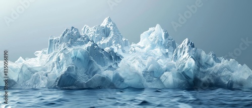 A large ice block is floating in the ocean