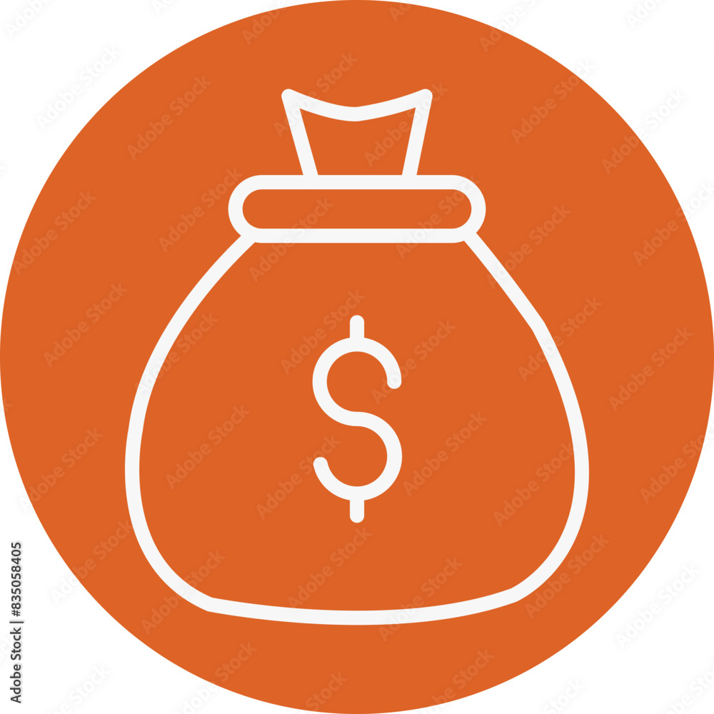 Money Bag line circle icon Money Bag line circle icon