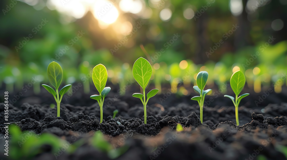 Tiny green plants growing in the soil. Tiny green plants growing in the soil.