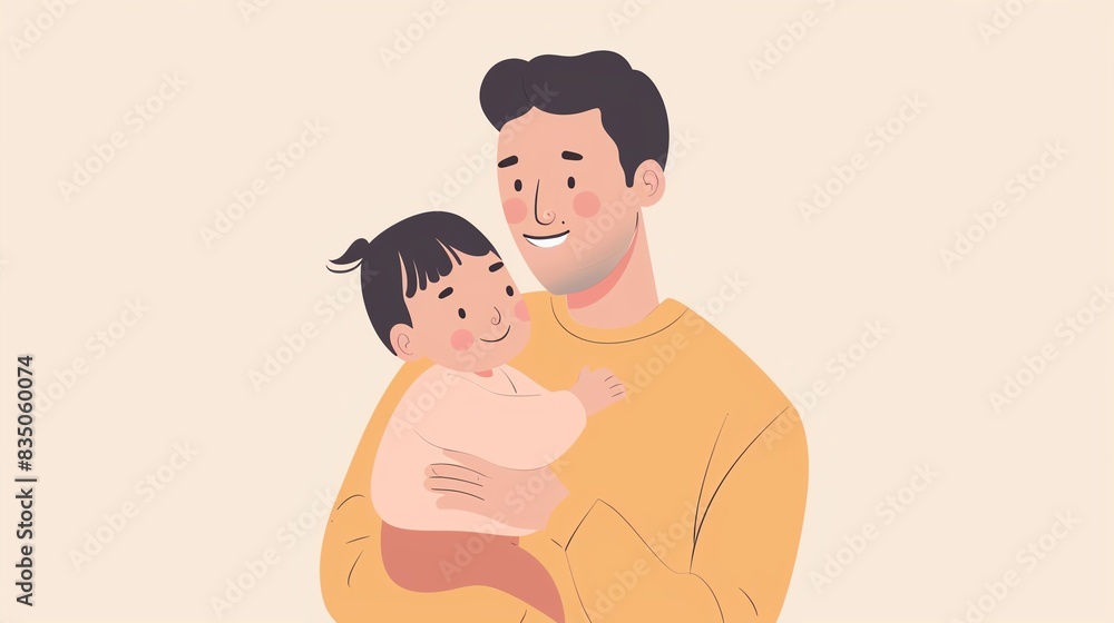 The bond between father and child flat design front view bonding theme animation colored pastel The bond between father and child flat design front view bonding theme animation colored pastel