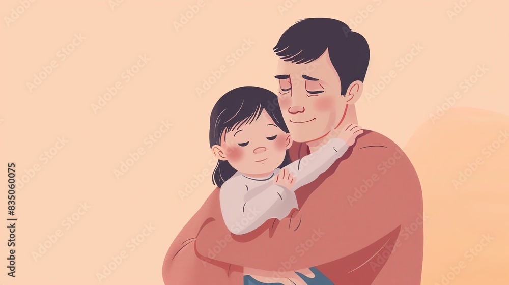 The bond between father and child flat design front view bonding theme animation colored pastel The bond between father and child flat design front view bonding theme animation colored pastel
