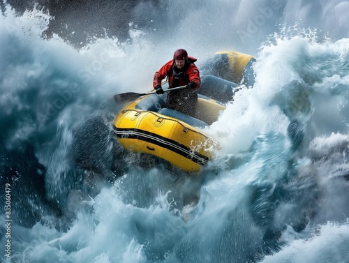A thrilling and adventurous outdoor white water rafting activity