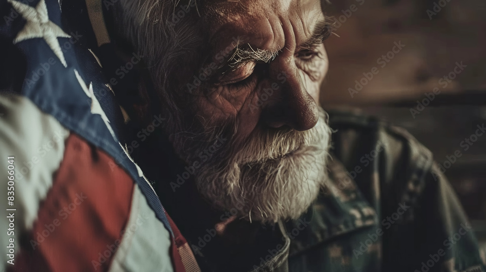 Handsome grandfather in military uniform and cap Handsome grandfather in military uniform and cap