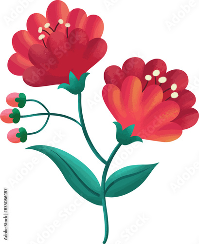 red flower blossom spring illustration