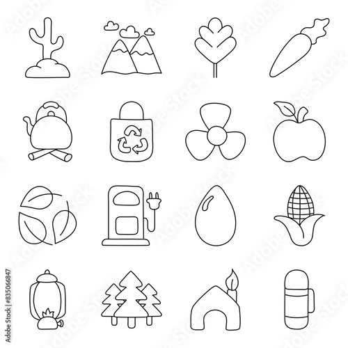 Set of Nature Linear Icons 

