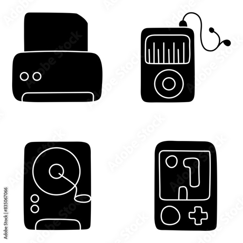 Set of Network and Technology Solid Icons

