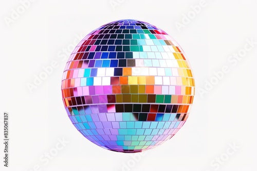 Render 3d illustration of color disco ball isolated on white background. generative ai