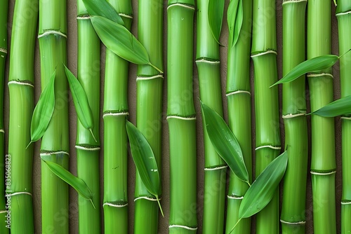 Digital artwork of green bamboo sticks seamless background  top view  flat lay.