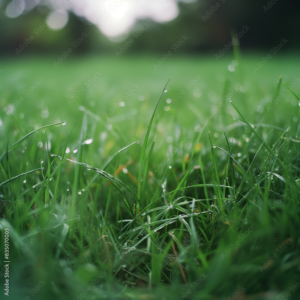 tiny drops of dew on the green grass in the early morning. Grass on the field as a background. Agricultural composition in the summer time tiny drops of dew on the green grass in the early morning. Grass on the field as a background. Agricultural composition in the summer time
