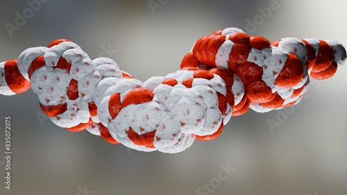 Glucagon-like peptide 1 (GLP1, 7-36) molecule, a potent antihyperglycemic hormone. A neuropeptide and an incretin, chemical structure. treatment of diabetes, Molecular surface, 3d render photo