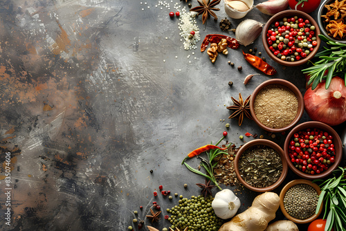 Background with culinary ingredients. Copy space