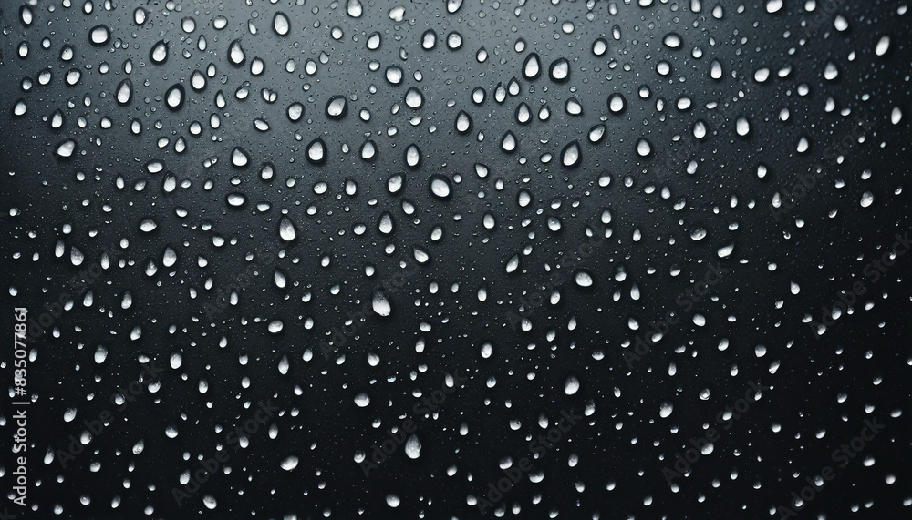 Wet window black background, water drops on glass, rainy weather, copy space Wet window black background, water drops on glass, rainy weather, copy space