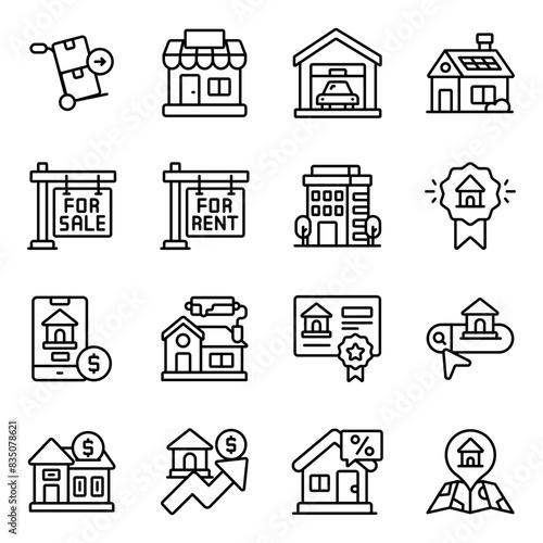 Set of Estate Linear Icons

