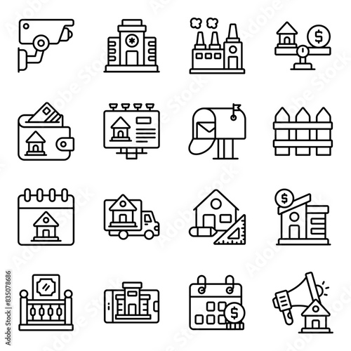 Set of Architecture Linear Icons

