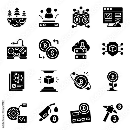 Set of Virtual Reality Solid Icons 

