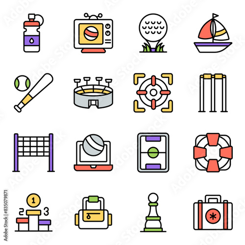Set of Sports Instruments Flat Icons 

