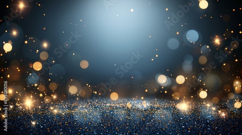 Stunning festive background with golden bokeh and glitter lights. Perfect for holiday, celebration, and party themes. Elegant and sparkling.