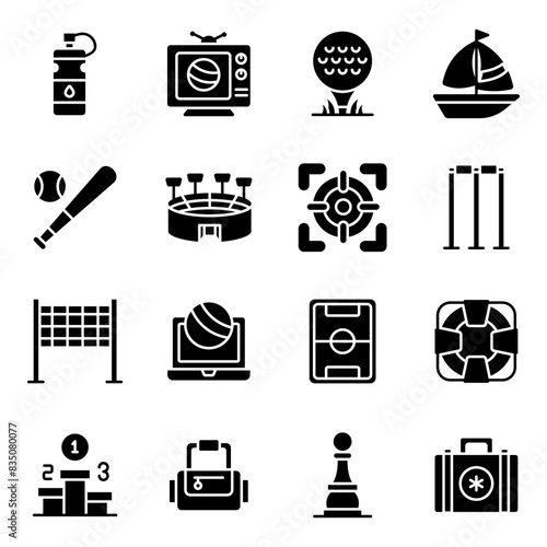 Set of Sports Instruments Solid Icons 

