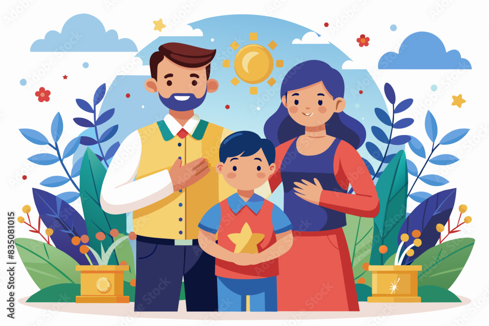 a man giving a gift to a child, Honoring the sacrifices of parents a man giving a gift to a child, Honoring the sacrifices of parents