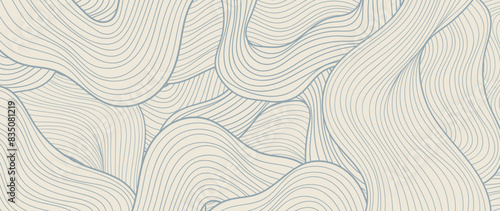 Abstract line art background vector. Minimalist pencil hand drawn contour doodle scribble curve lines style background. Design illustration for fabric, print, cover, banner, decoration, wallpaper.