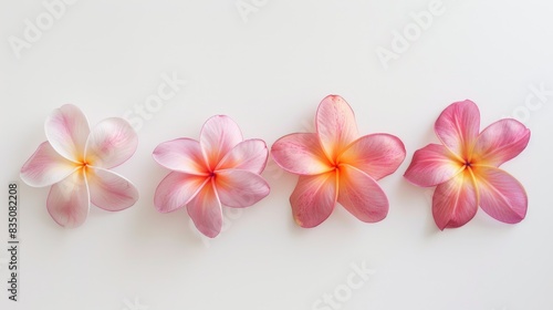 Frangipani Flowers Plumeria spp Displayed on a White Background