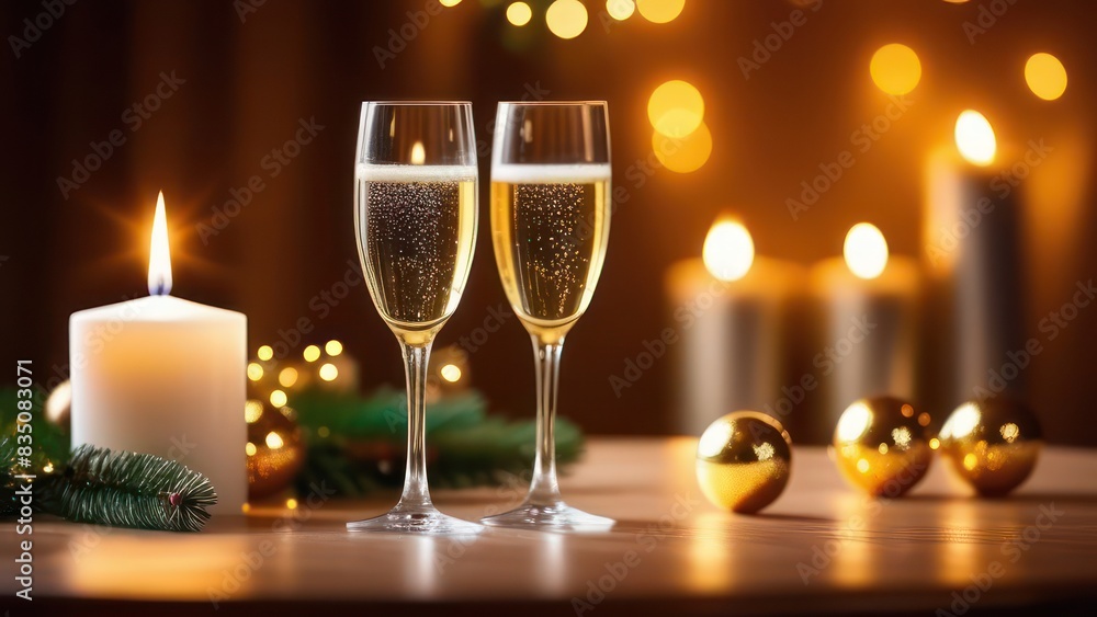 glass of champagne, beautiful bokeh, light background glass of champagne, beautiful bokeh, light background