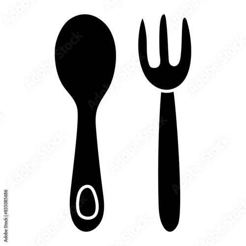 Fork with spoon, concept of tableware icon.

